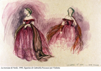 5-La traviata di Verdi, 1990, figurino di Pescucci per Violetta